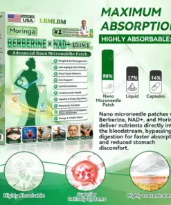 LBMLBM™ Moringa Berberine NAD 𝟏𝟎-𝐢𝐧-𝟏 𝐀𝐝𝐯𝐚𝐧𝐜𝐞𝐝 𝐍𝐚𝐧𝐨 𝐌𝐢𝐜𝐫𝐨𝐧𝐞𝐞𝐝𝐥𝐞 𝐏𝐚𝐭𝐜𝐡 𝐎𝐧𝐜𝐞 𝐃𝐚𝐢𝐥𝐲, 𝐕𝐢𝐬𝐢𝐛𝐥𝐞 𝐑𝐞𝐬𝐮𝐥𝐭𝐬 𝐢𝐧 𝟕 𝐃𝐚𝐲𝐬 For Weight, Skin, Diabetes Joint Health